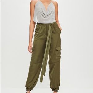 Misguided cargo satin pants
